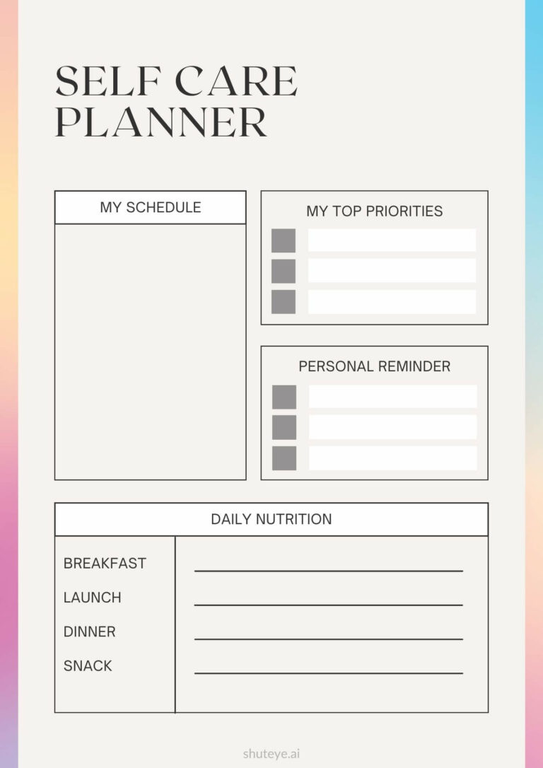 21 Free Printable Self care Planner Templates For A Better You ShutEye