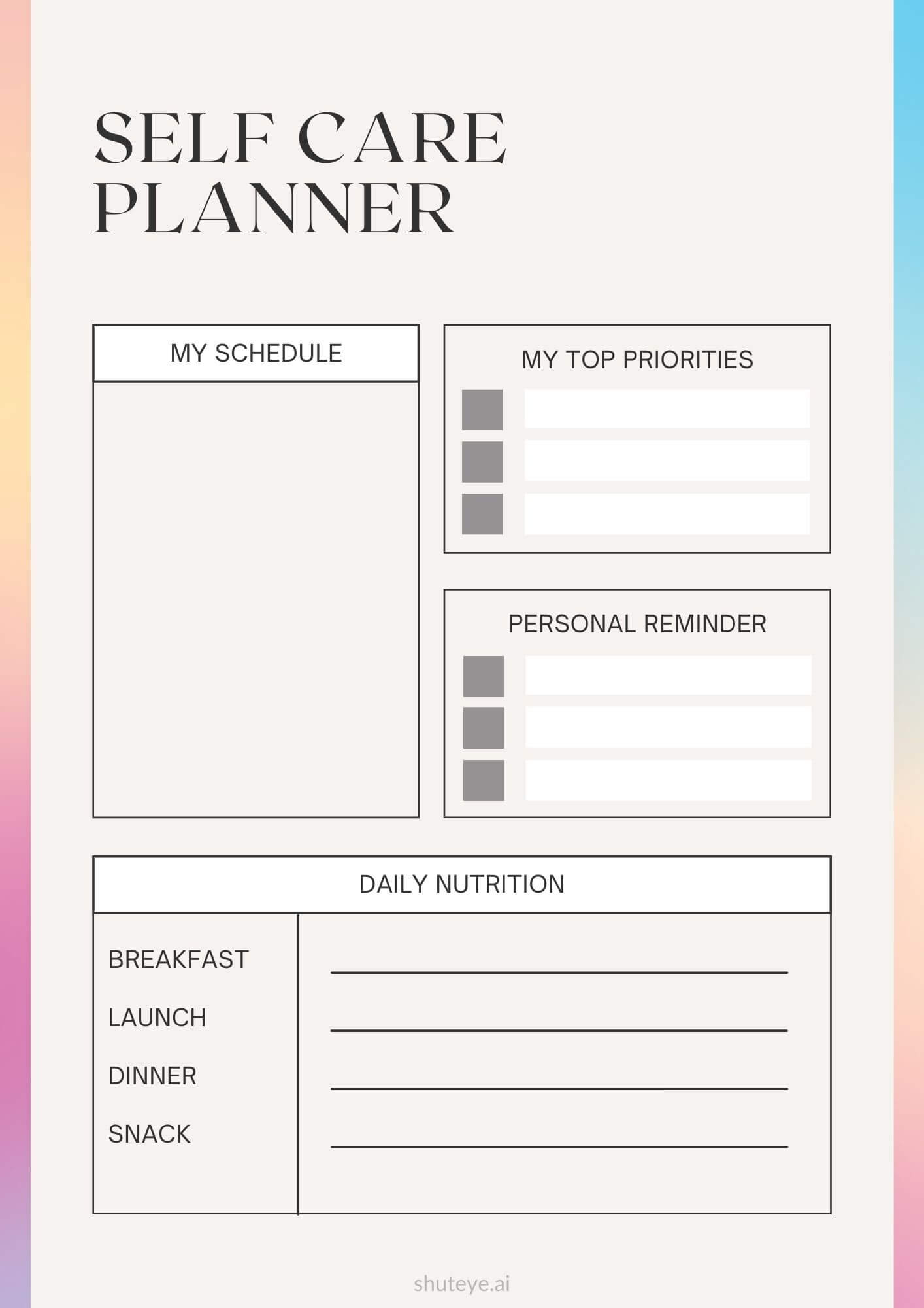 21 Free Printable Self care Planner Templates for a Better You ShutEye