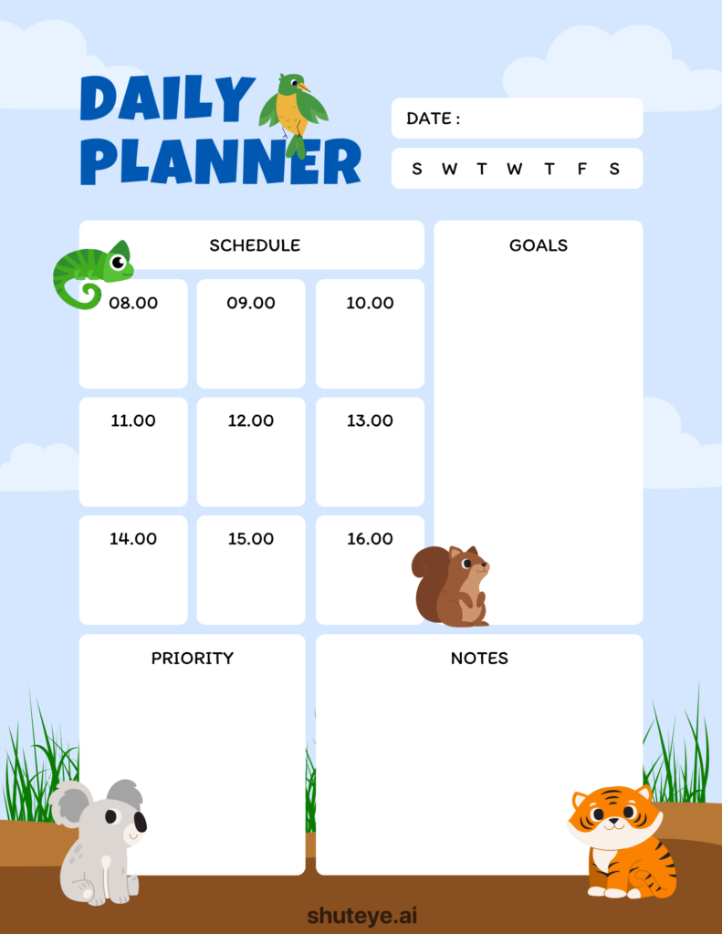 free printable template daily planner