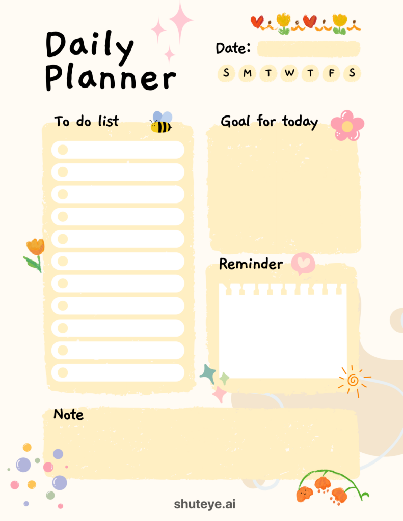 free printable template daily planner