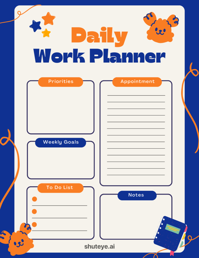 free printable template for daily work