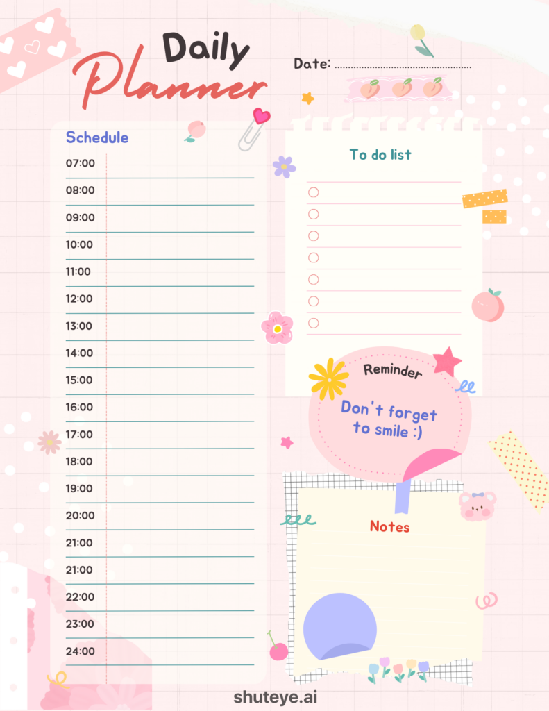 free printable template daily planner