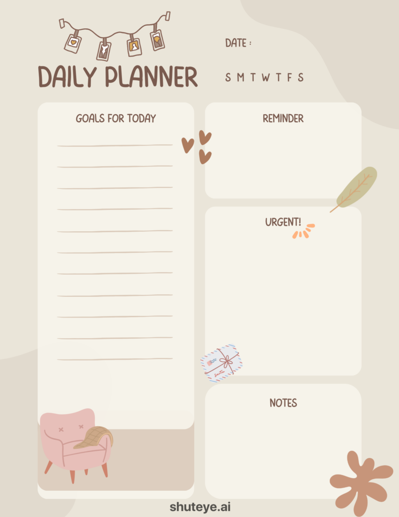 free printable template daily planner