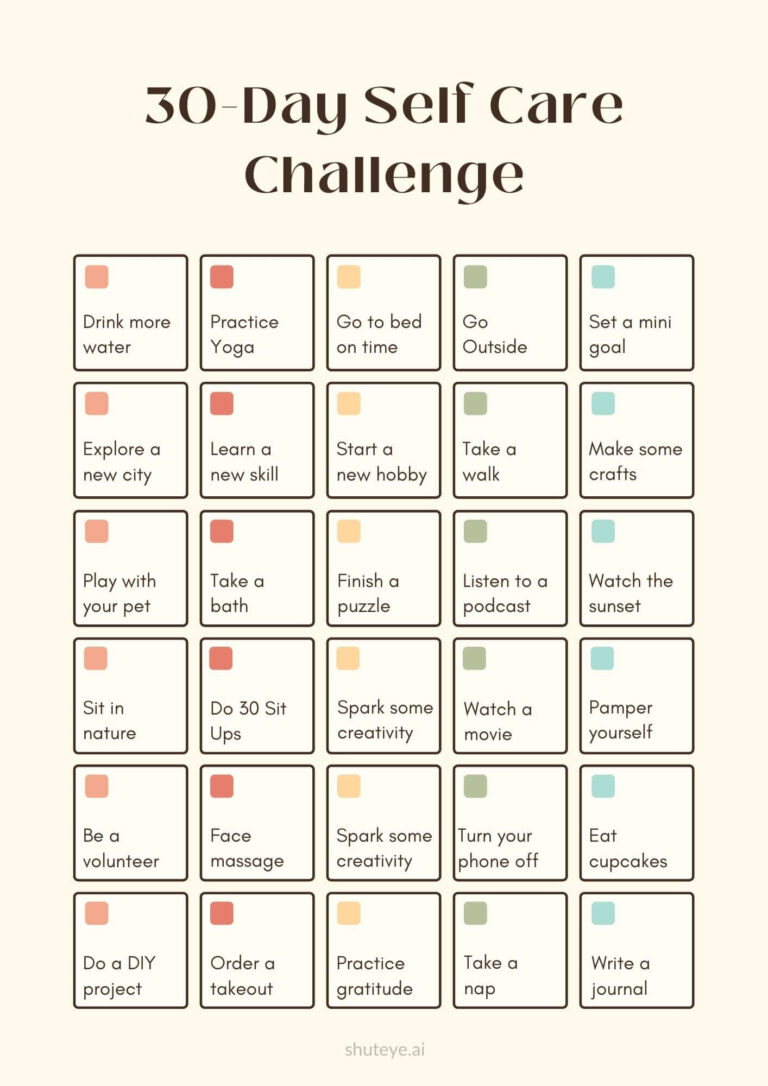 30-Day Self-Care Challenge Printables and Ideas - ShutEye