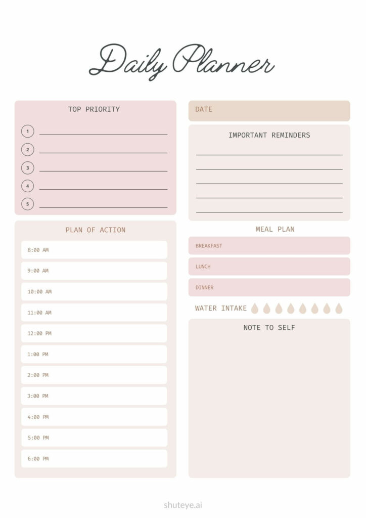 Daily Planner Printable Free