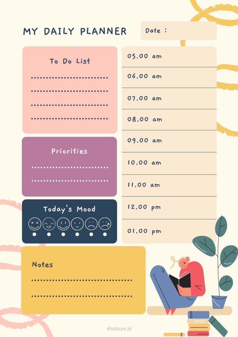 24 Free Printable Daily Planner Templates - ShutEye