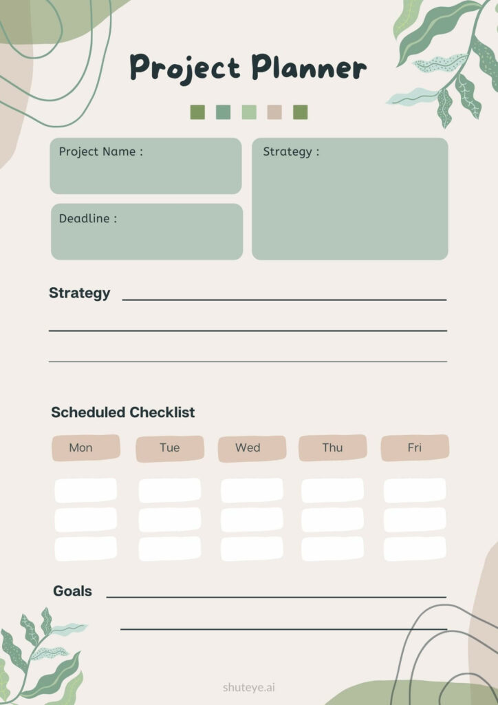 ShutEye Free Printable Daily Planner Template for Work and Study