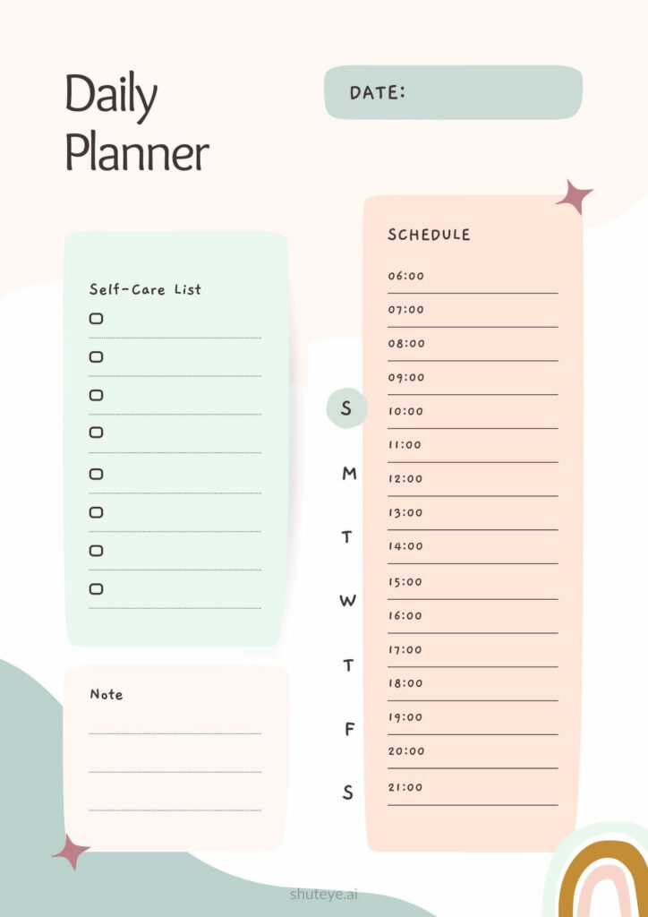 ShutEye Free Printable Daily Planner Template for Work and Study