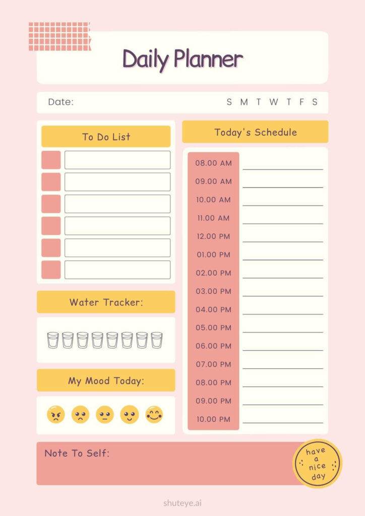 daily planner printable free