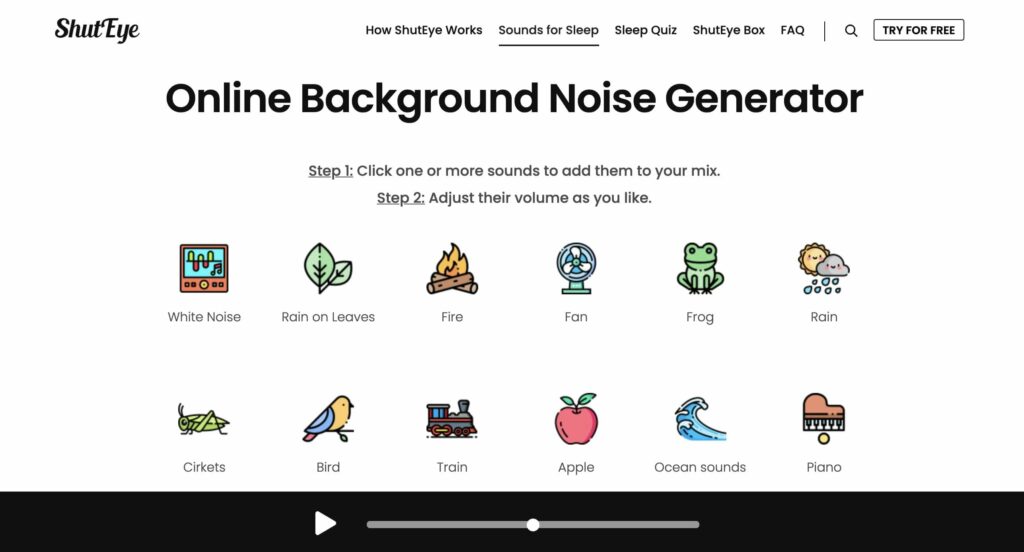 interesting websites to kill time ShutEye Online Background Noise Generator