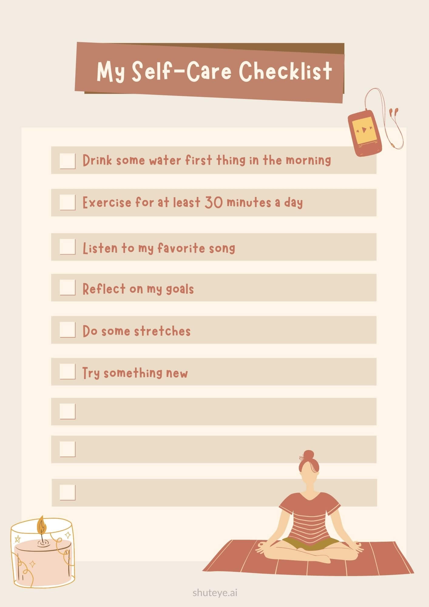 Printable Self Care Checklist To Take Care Of Your Daily Needs ShutEye