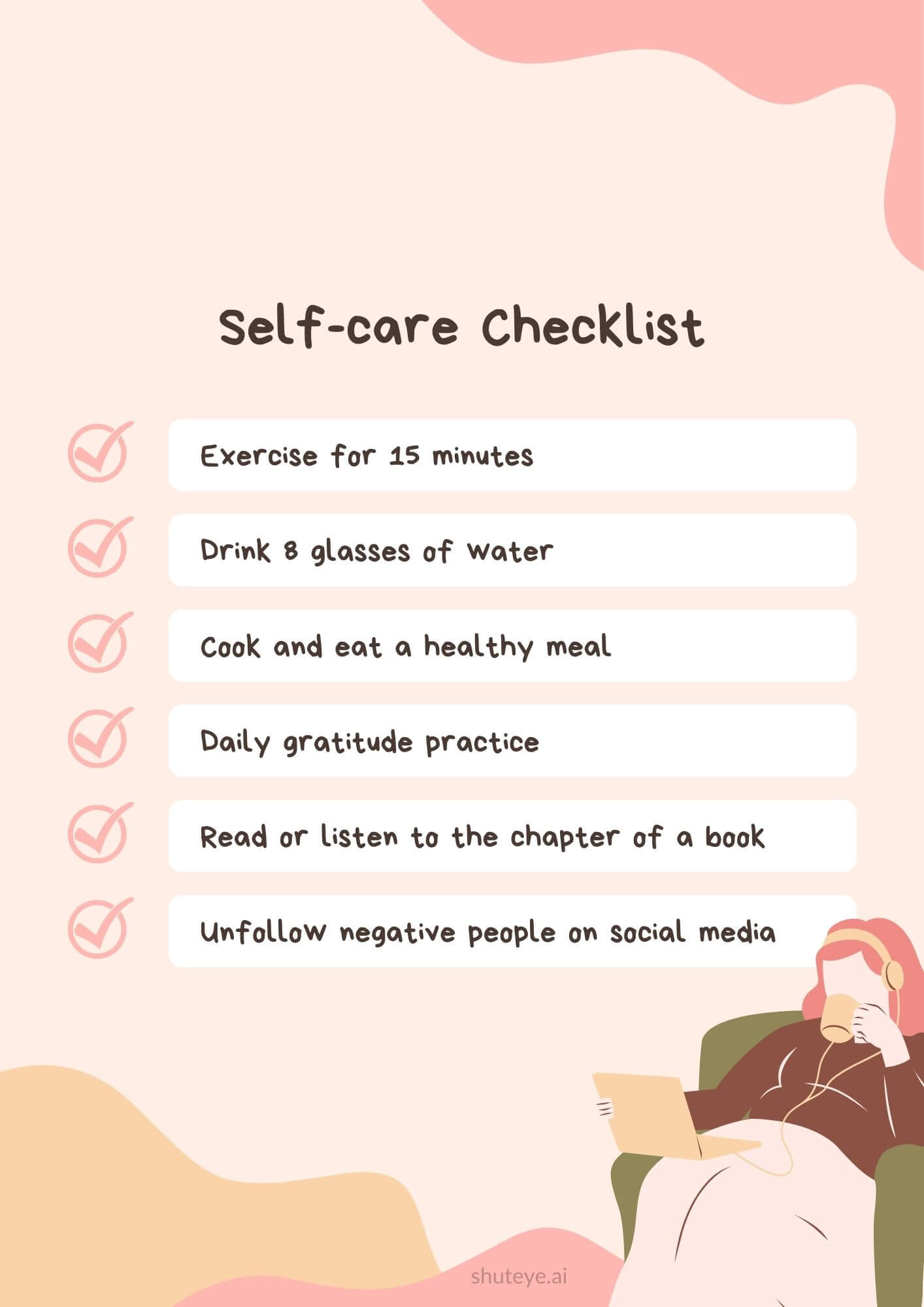 15 Printable Self-Care Checklist to Take Care of Your Daily Needs - ShutEye