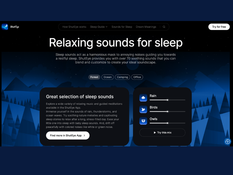 shuteye white noise website