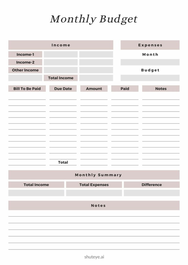 household budget printable simple monthly budget template