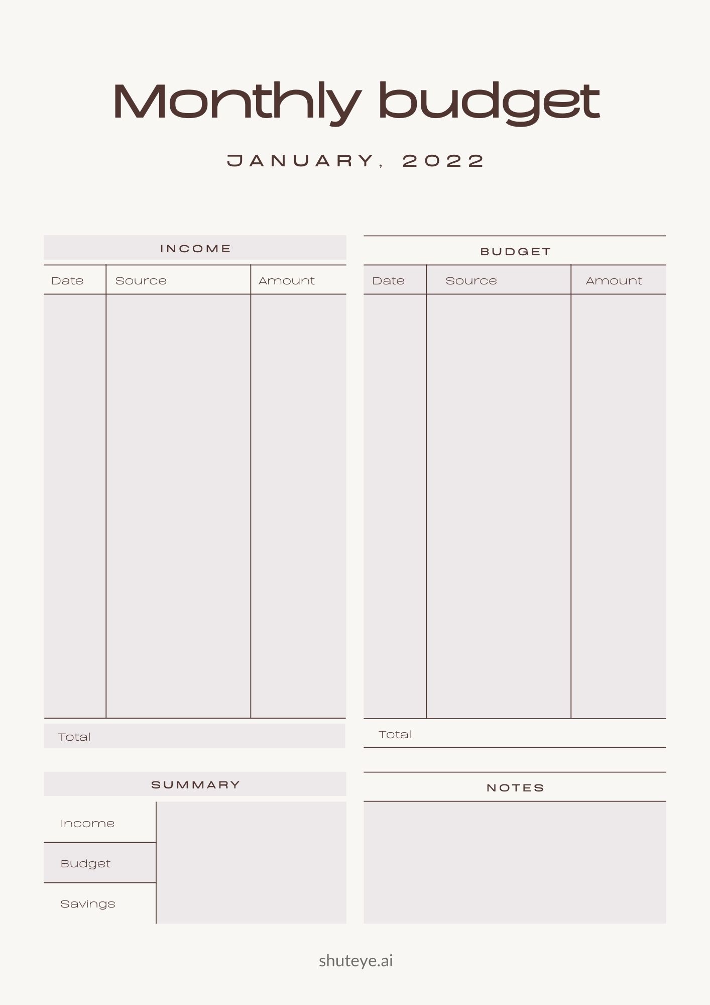 Free Printable Budget Planner Templates Shuteye