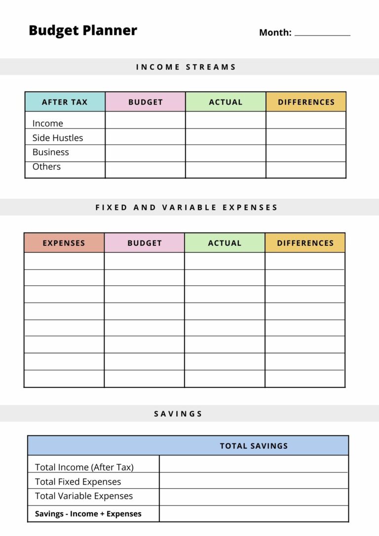 free planner budget template