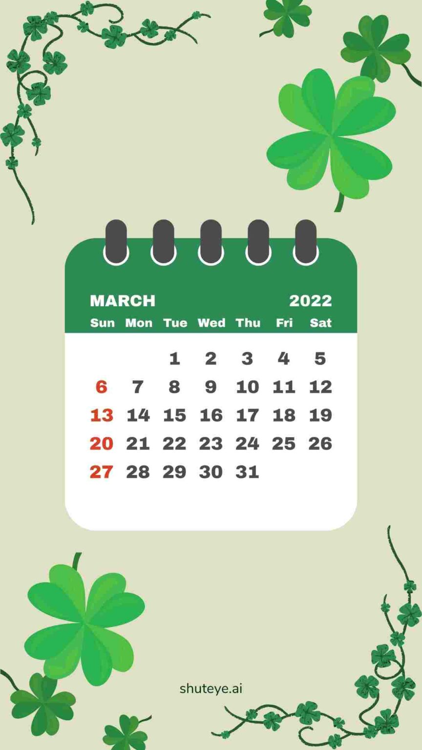 Printable March Calendar 2022 