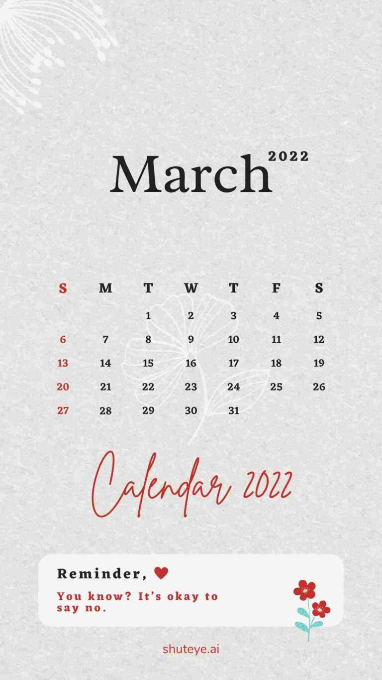 Printable March Calendar 2022 | Free Printable Calendars - ShutEye
