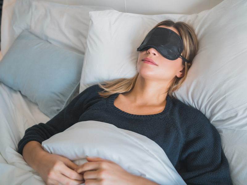 try out some sleep aids such as eye masks to counter blue light