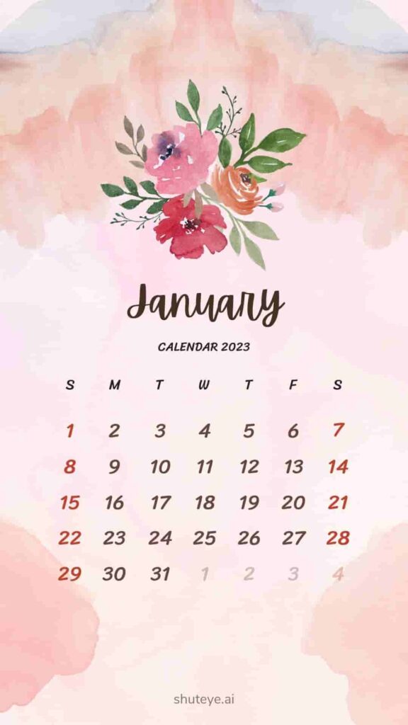 2023 January calendar