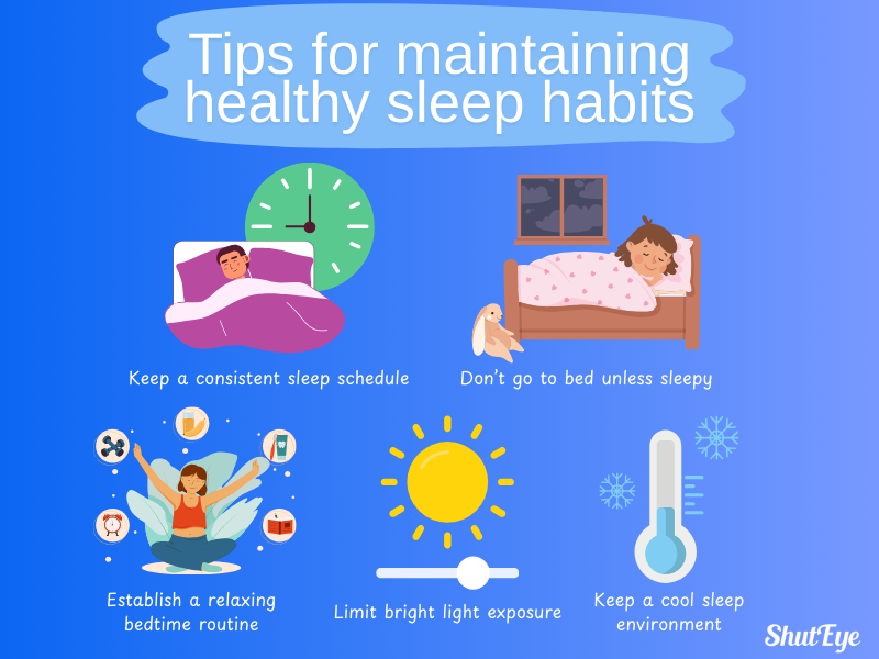 tips for maintaing healthy sleep habits shuteye