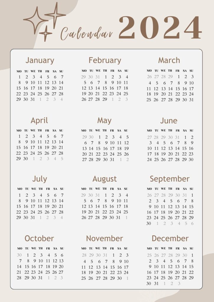 nice printable calendar 2024