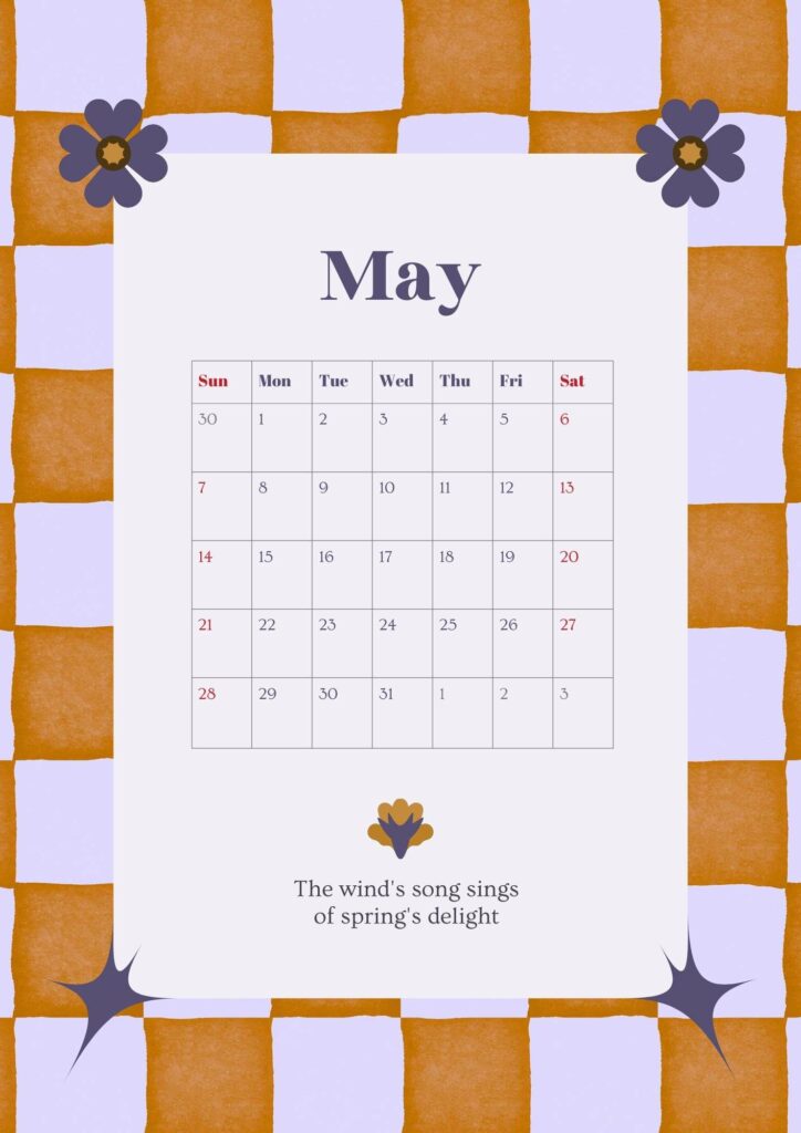 motivational printable may calendar