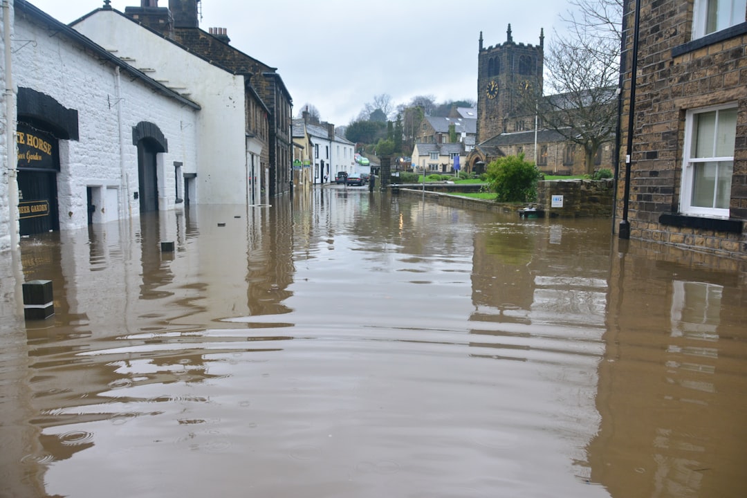 place flooded with water after rain