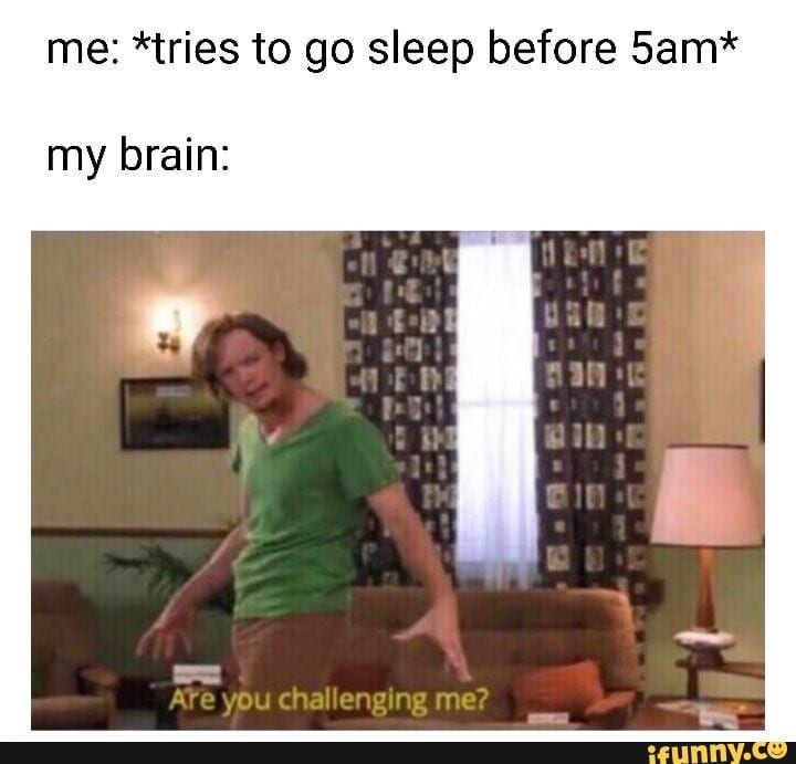 my brain trying to go to sleep before 5 am