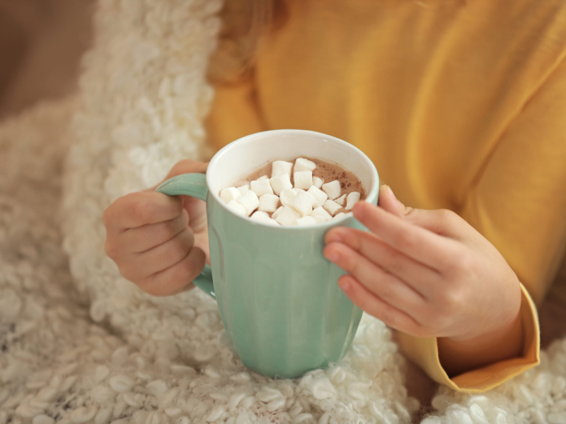 practice self care with hot cocoa