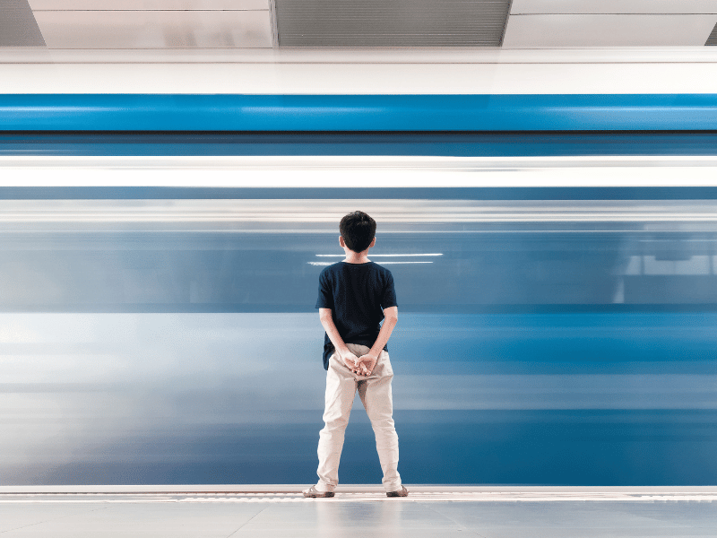 watching a train pass by