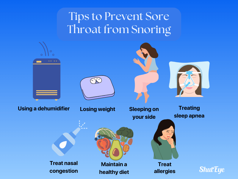 tips to prevent sore throat at night from snoring shuteye