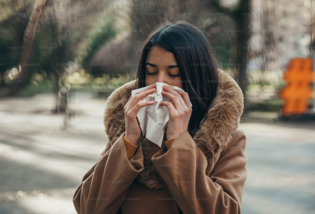 A woman that caught a cold.