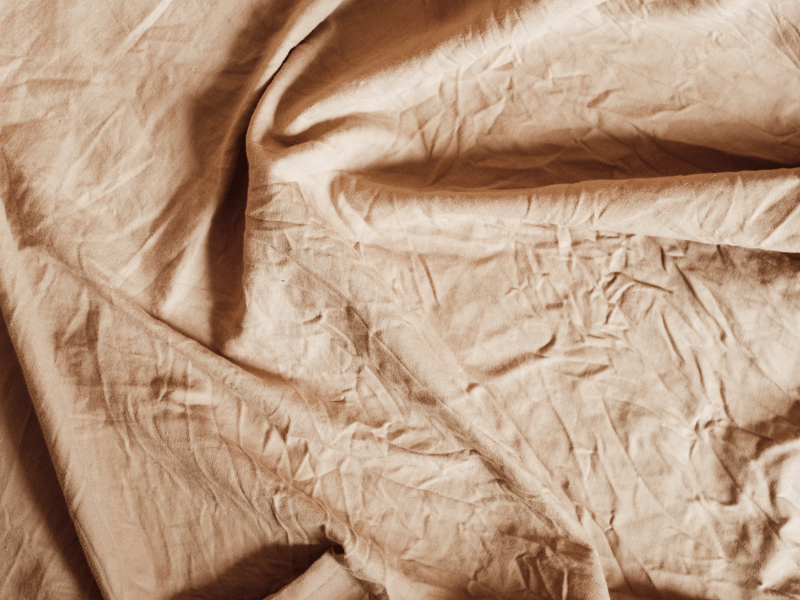 close up of a wrinkled bed sheet, representing bamboo sheets