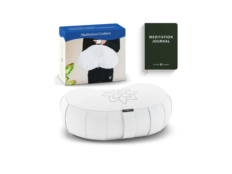 Best for Back Support: Mindful & Modern Crescent Buckwheat Meditation Cushion