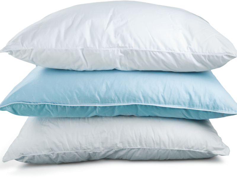 image of 3 pillows stacked up on top of each other with the middle pillow representing cooling pillow